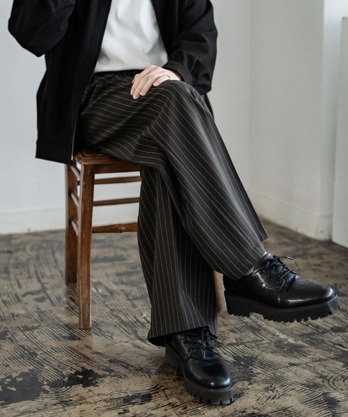 06ss archive VERONIQUEbranquinho スラックス クロシロ 【ウォッシャブル】パンツ ノータック スラックス