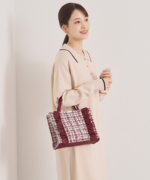 ITS'DEMO（イッツデモ）の「◆フリルツイードミニトート（ハンドバッグ・レディース・ボルドー/アイボリー/ブラック・00）」の9枚目の写真