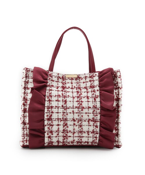 ITS'DEMO（イッツデモ）の「◆フリルツイードミニトート（ハンドバッグ・レディース・ボルドー/アイボリー/ブラック・00）」の13枚目の写真