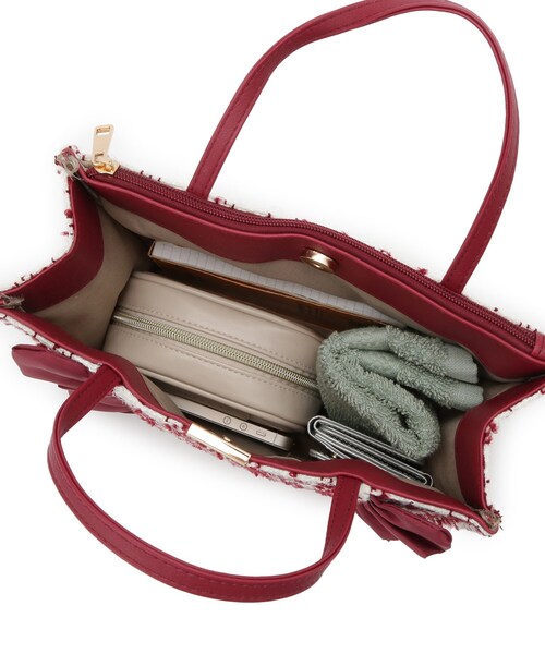 ITS'DEMO（イッツデモ）の「◆フリルツイードミニトート（ハンドバッグ・レディース・ボルドー/アイボリー/ブラック・00）」の20枚目の写真