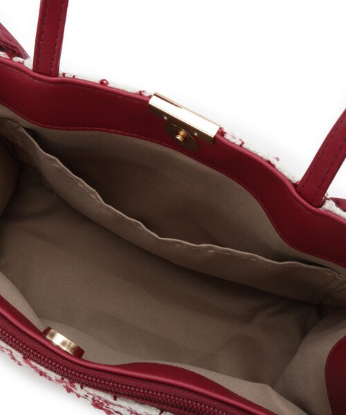 ITS'DEMO（イッツデモ）の「◆フリルツイードミニトート（ハンドバッグ・レディース・ボルドー/アイボリー/ブラック・00）」の21枚目の写真