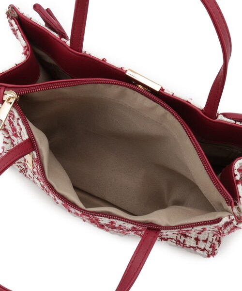 ITS'DEMO（イッツデモ）の「◆フリルツイードミニトート（ハンドバッグ・レディース・ボルドー/アイボリー/ブラック・00）」の22枚目の写真