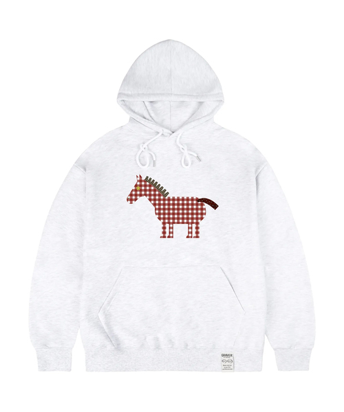 GRAVER（グレーバー）の「[ユニセックス]PAPER PONY フードパーカー_7カラー（パーカー・レディース・ホワイト/ライトグレー/ブラック/ネイビー/ブラウン/アイボリー/ワインレッド・SMALL/MEDIUM/LARGE）」の2枚目の写真