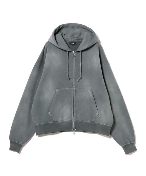 BEAMS（ビームス）の「フェード リベット フルジップアップ フーディ 【ワイドショートフィット】（パーカー・メンズ・グレー/グリーン・S/M/XL/L）」の7枚目の写真