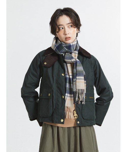 Barbour(バブアー)の「ラムズ ウール / カシミヤ ニューチェック マフラー(4色展開)(マフラー・メンズ・ブラック/グリーン/ベージュ/イエロー・ONE SIZE)」の14枚目の写真