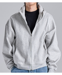 BUTTON SEOUL（ボタンソウル）の「ツーウェイミニマルハイネックコットンフードジップアップ（メランジ）（パーカー）」