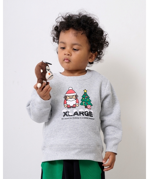 XLARGE KIDS(エクストララージキッズ)の「ホリデイファニーゴリラトレーナー(スウェット・キッズ・レッド/トップグレー・110cm/140cm/120cm/130cm/100cm/90cm/80cm)」の2枚目の写真