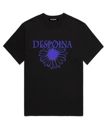 OUSE（オウズ）の「グリッターフラワー半袖Tシャツ (DPTS002) ブラック/パープル（Tシャツ/カットソー）」