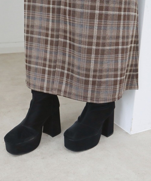 CECIL McBEE（セシルマクビー）の「ウールライク深Vネックチェックジャンスカ（ワンピース・レディース・ブラウン・MEDIUM/LARGE）」の8枚目の写真