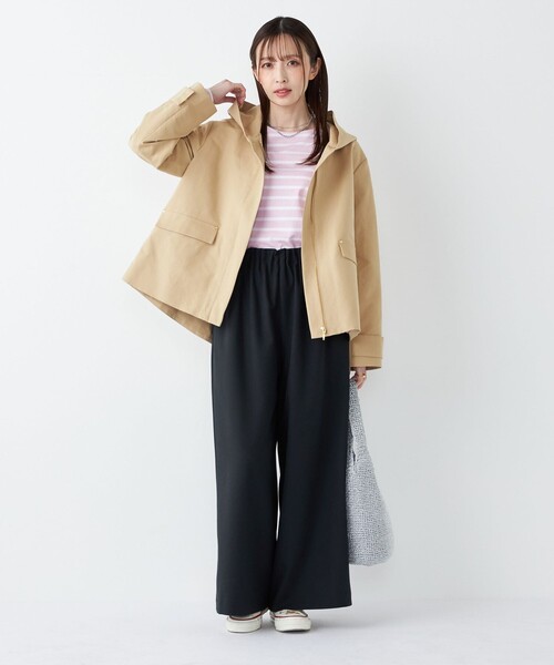 SHIPS Colors(シップス カラーズ)の「SHIPS Colors:〈手洗い可能〉ポリエステル/リネン スラブ ワイド パンツ◇(その他パンツ・レディース・オフホワイト/ネイビー・SMALL/MEDIUM)」の8枚目の写真