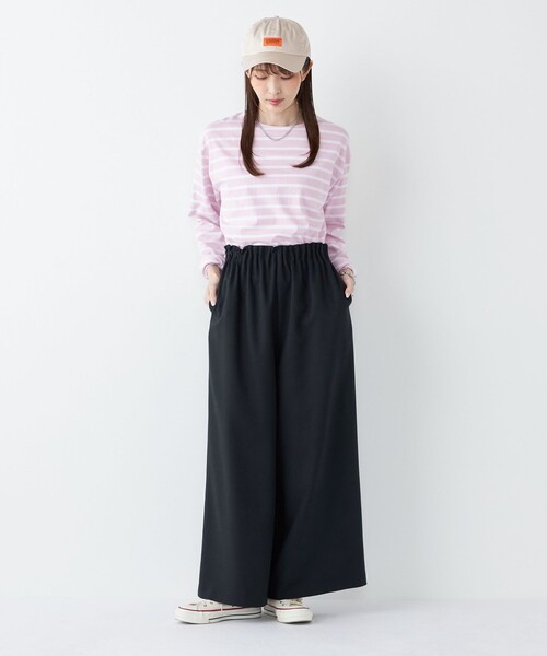 SHIPS Colors(シップス カラーズ)の「SHIPS Colors:〈手洗い可能〉ポリエステル/リネン スラブ ワイド パンツ◇(その他パンツ・レディース・オフホワイト/ネイビー・SMALL/MEDIUM)」の15枚目の写真