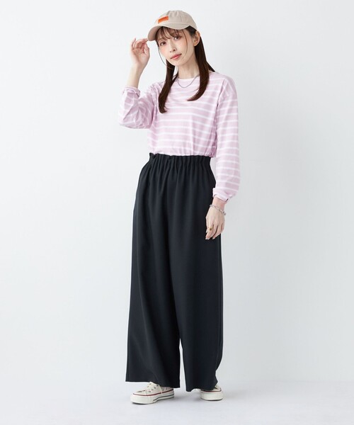 SHIPS Colors(シップス カラーズ)の「SHIPS Colors:〈手洗い可能〉ポリエステル/リネン スラブ ワイド パンツ◇(その他パンツ・レディース・オフホワイト/ネイビー・SMALL/MEDIUM)」の16枚目の写真