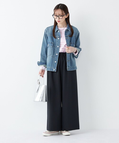 SHIPS Colors(シップス カラーズ)の「SHIPS Colors:〈手洗い可能〉ポリエステル/リネン スラブ ワイド パンツ◇(その他パンツ・レディース・オフホワイト/ネイビー・SMALL/MEDIUM)」の17枚目の写真