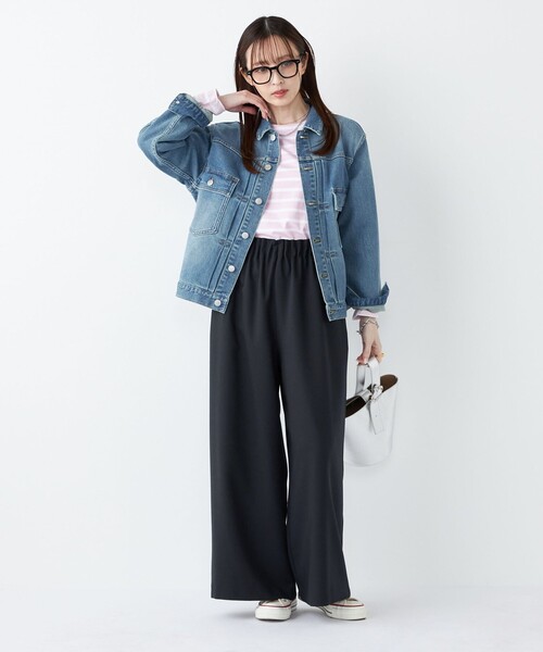 SHIPS Colors(シップス カラーズ)の「SHIPS Colors:〈手洗い可能〉ポリエステル/リネン スラブ ワイド パンツ◇(その他パンツ・レディース・オフホワイト/ネイビー・SMALL/MEDIUM)」の19枚目の写真