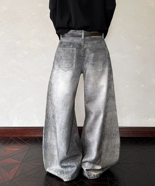 WESTBOY（ウエストボーイ）の「ウォッシュド カーブ ルーズ ワイドデニムパンツ WO25W11PT02（デニムパンツ・メンズ・グレー・L/M/XL）」の5枚目の写真
