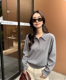 ミニマルカラーボタンニット