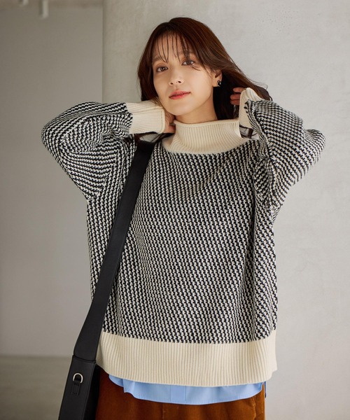 セール】7ゲージカノコロールネックニット（ニット/セーター）｜studio