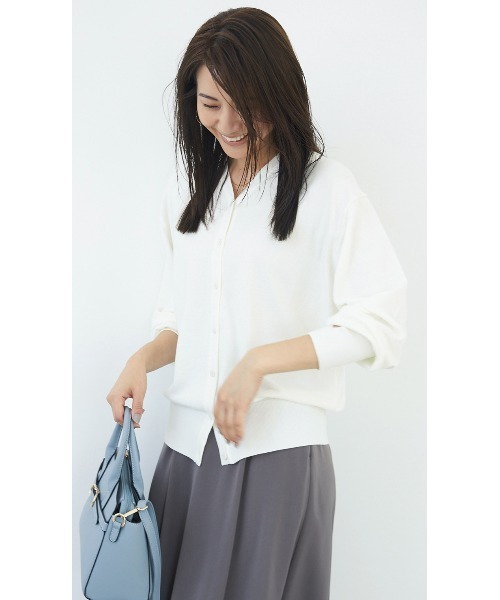 AOYAMA(アオヤマ)の「アンサンブルニット(カーディガン+タートルニットセット)《4WAY》(ニット/セーター・レディース・ホワイト・F)」の2枚目の写真