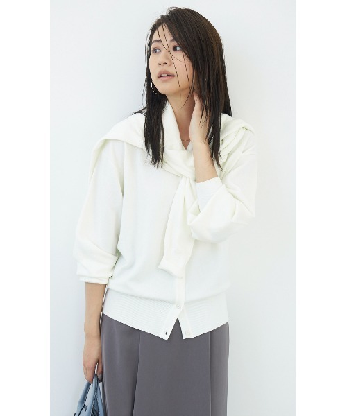 AOYAMA(アオヤマ)の「アンサンブルニット(カーディガン+タートルニットセット)《4WAY》(ニット/セーター・レディース・ホワイト・F)」の3枚目の写真