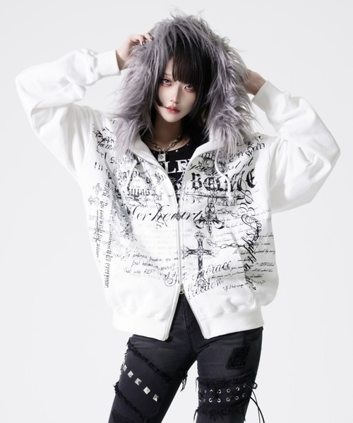 REFLEM（レフレム）の「『REFLEM/レフレム』ファー付きタイポZIPフーディー/ジップパーカー（パーカー・レディース・ホワイト/ブラック・L/M）」の15枚目の写真