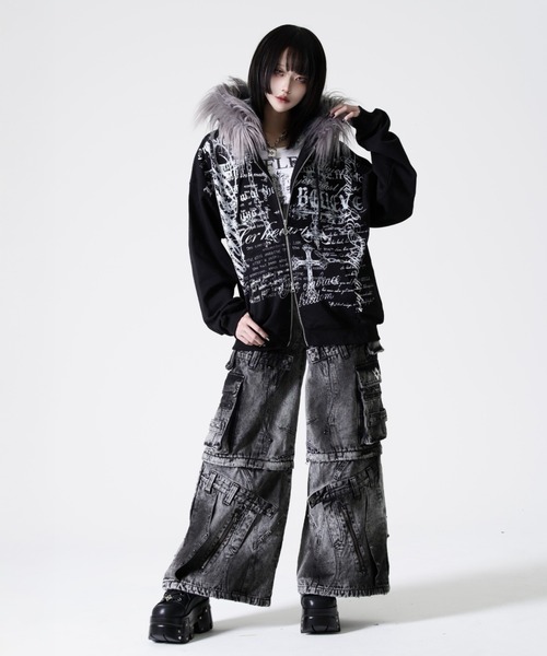 REFLEM（レフレム）の「『REFLEM/レフレム』ファー付きタイポZIPフーディー/ジップパーカー（パーカー・レディース・ホワイト/ブラック・L/M）」の12枚目の写真