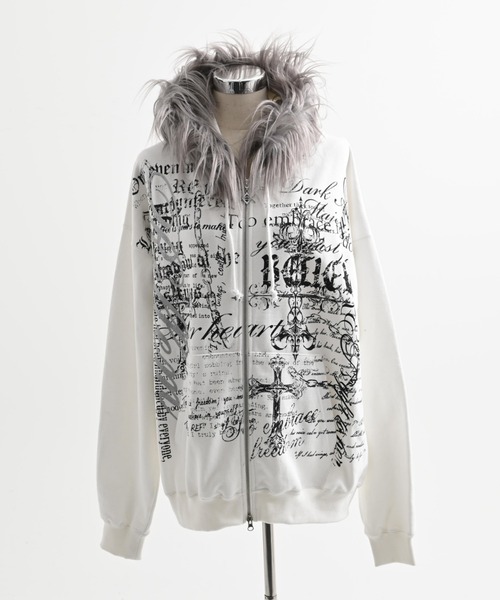 『REFLEM/レフレム』ファー付きタイポZIPフーディー/ジップパーカー REFLEM/レフレム』ファー付きタイポZIPフーディー/ジップパーカー