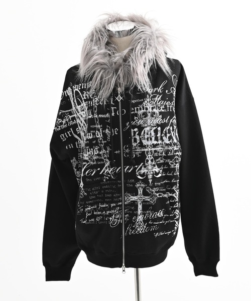 REFLEM（レフレム）の「『REFLEM/レフレム』ファー付きタイポZIPフーディー/ジップパーカー（パーカー・レディース・ホワイト/ブラック・L/M）」の22枚目の写真