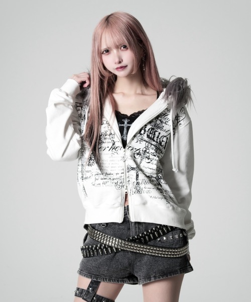 『REFLEM/レフレム』ファー付きタイポZIPフーディー/ジップパーカー REFLEM/レフレム』ファー付きタイポZIPフーディー/ジップパーカー