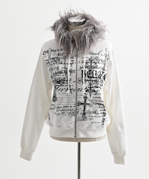 REFLEM（レフレム）の「『REFLEM/レフレム』ファー付きタイポZIPフーディー/ジップパーカー（パーカー・レディース・ホワイト/ブラック・L/M）」の5枚目の写真