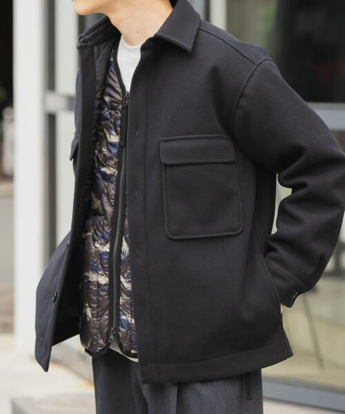 ITEMS URBANRESEARCH（アイテムズ アーバンリサーチ）の「発熱ジャージメルトンCPOキルトジャケット（ダウンジャケット/コート・メンズ・ブラック/モカ・LARGE/MEDIUM）」の16枚目の写真