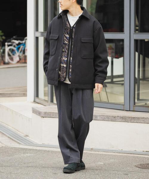 ITEMS URBANRESEARCH（アイテムズ アーバンリサーチ）の「発熱ジャージメルトンCPOキルトジャケット（ダウンジャケット/コート・メンズ・ブラック/モカ・LARGE/MEDIUM）」の19枚目の写真