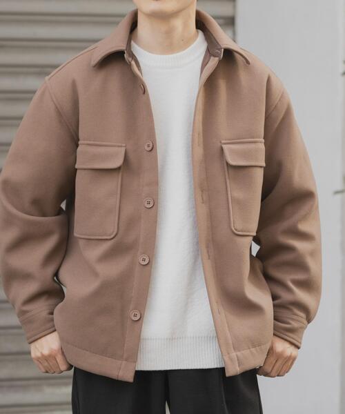 ITEMS URBANRESEARCH（アイテムズ アーバンリサーチ）の「発熱ジャージメルトンCPOキルトジャケット（ダウンジャケット/コート・メンズ・ブラック/モカ・LARGE/MEDIUM）」の6枚目の写真