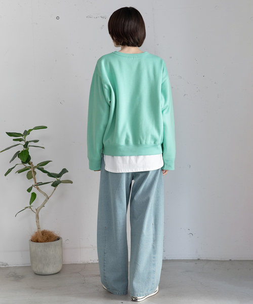 POU DOU DOU(プードゥドゥ)の「ワンポイントアニマル刺繍トレーナー(スウェット・レディース・ライトグリーン/グレー/ブラック・M)」の11枚目の写真