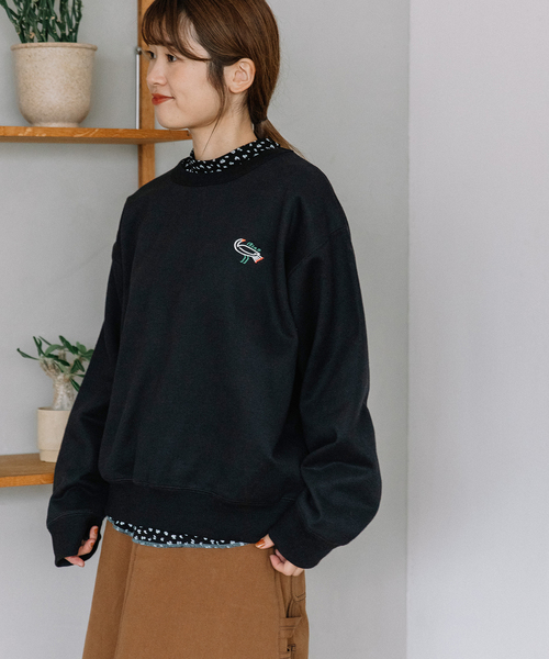 POU DOU DOU(プードゥドゥ)の「ワンポイントアニマル刺繍トレーナー(スウェット・レディース・ライトグリーン/グレー/ブラック・M)」の15枚目の写真