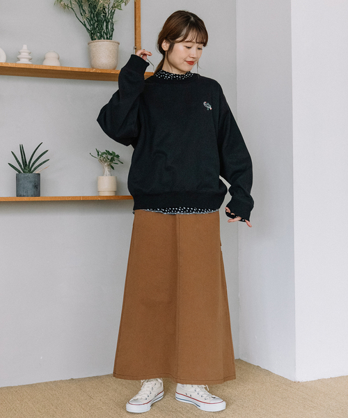 POU DOU DOU(プードゥドゥ)の「ワンポイントアニマル刺繍トレーナー(スウェット・レディース・ライトグリーン/グレー/ブラック・M)」の18枚目の写真