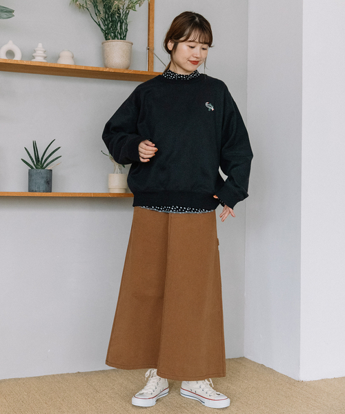 POU DOU DOU(プードゥドゥ)の「ワンポイントアニマル刺繍トレーナー(スウェット・レディース・ライトグリーン/グレー/ブラック・M)」の19枚目の写真