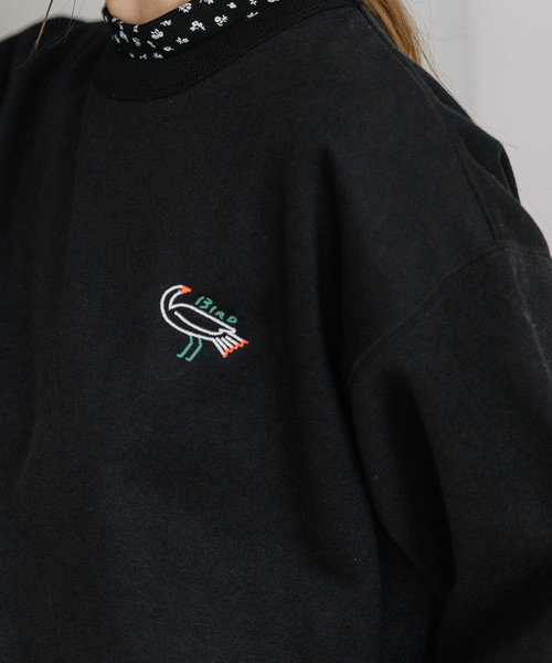 POU DOU DOU(プードゥドゥ)の「ワンポイントアニマル刺繍トレーナー(スウェット・レディース・ライトグリーン/グレー/ブラック・M)」の21枚目の写真