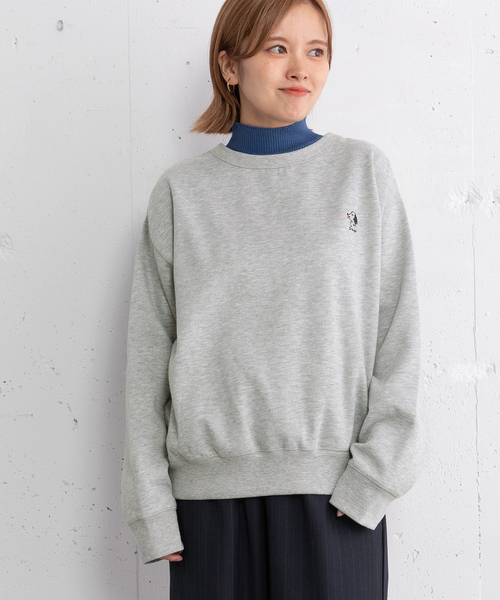 POU DOU DOU(プードゥドゥ)の「ワンポイントアニマル刺繍トレーナー(スウェット・レディース・ライトグリーン/グレー/ブラック・M)」の22枚目の写真