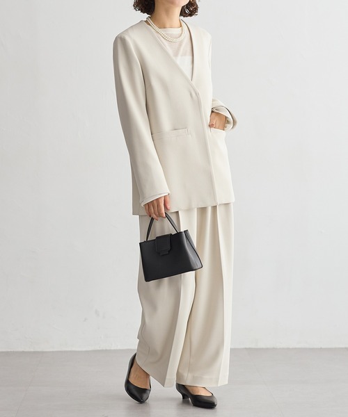 セール】[セレモニー/オケージョン対応][2点セット]Vネックノーカラー