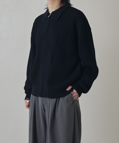 Lui's（ルイス）の「リリーヤーンジップニットブルゾン（ニット/セーター・メンズ・グリーン/ブラック・FREE）」の4枚目の写真