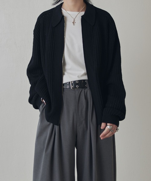 Lui's（ルイス）の「リリーヤーンジップニットブルゾン（ニット/セーター・メンズ・グリーン/ブラック・FREE）」の3枚目の写真