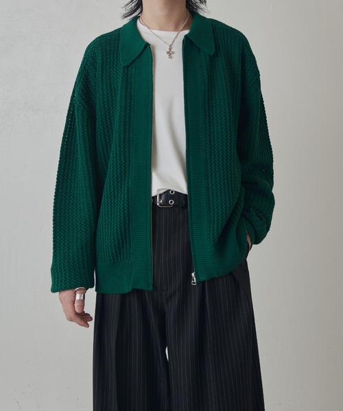 Lui's（ルイス）の「リリーヤーンジップニットブルゾン（ニット/セーター・メンズ・グリーン/ブラック・FREE）」の9枚目の写真