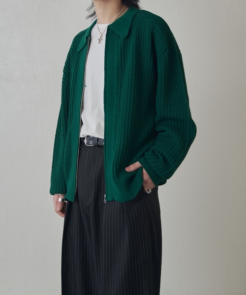 Lui's（ルイス）の「リリーヤーンジップニットブルゾン（ニット/セーター・メンズ・グリーン/ブラック・FREE）」の10枚目の写真