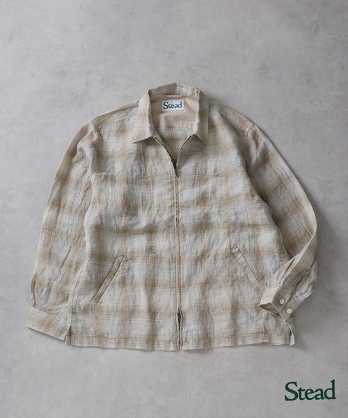 JOURNAL STANDARD J.S HOMESTEAD（ジャーナルスタンダードホームステッド）の「Stead / リネン オンブレ ジップ シャツ（シャツ/ブラウス・メンズ・ネイビー/ベージュ/ブラック・LARGE/MEDIUM）」の2枚目の写真