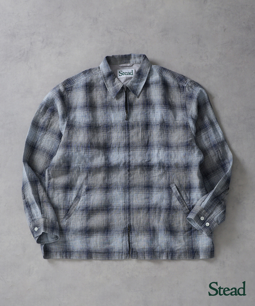 JOURNAL STANDARD J.S HOMESTEAD（ジャーナルスタンダードホームステッド）の「Stead / リネン オンブレ ジップ シャツ（シャツ/ブラウス・メンズ・ネイビー/ベージュ/ブラック・LARGE/MEDIUM）」の3枚目の写真