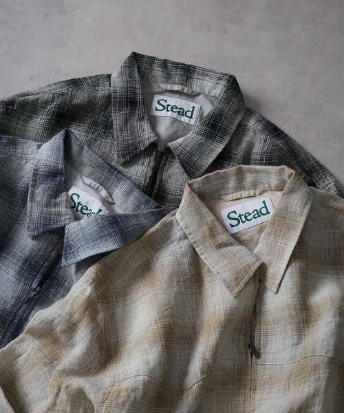 JOURNAL STANDARD J.S HOMESTEAD（ジャーナルスタンダードホームステッド）の「Stead / リネン オンブレ ジップ シャツ（シャツ/ブラウス・メンズ・ネイビー/ベージュ/ブラック・LARGE/MEDIUM）」の5枚目の写真