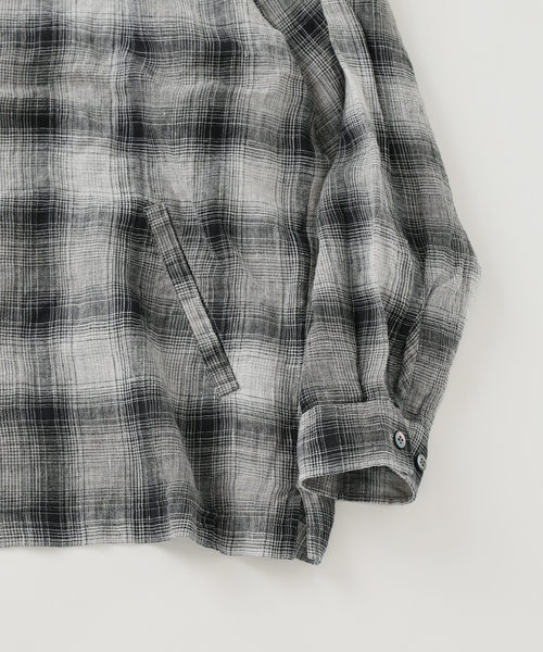 JOURNAL STANDARD J.S HOMESTEAD（ジャーナルスタンダードホームステッド）の「Stead / リネン オンブレ ジップ シャツ（シャツ/ブラウス・メンズ・ネイビー/ベージュ/ブラック・LARGE/MEDIUM）」の19枚目の写真