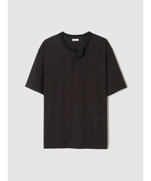 STRIPE HENLEY NECK T-SHIRTS VINTAGE BROWN