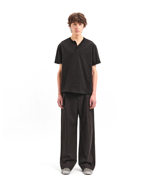 POKER FACE（ポーカーフェイス）の「STRIPE HENLEY NECK T-SHIRTS VINTAGE BROWN（Tシャツ/カットソー・レディース・その他・1/2/3）」の3枚目の写真