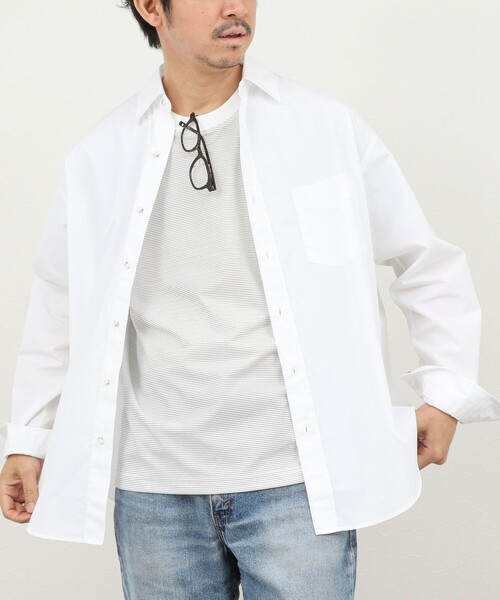 THOMAS MASON(トーマス メイソン)の「《45th Limited Edition》【THOMAS MASON】レギュラーシャツ 26SS(シャツ/ブラウス・メンズ・ベージュ/ブルー系その他/ホワイト・S/L/M)」の4枚目の写真